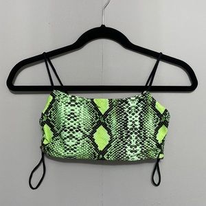 A bikini top from a boutique, worn once, good quality, cinches on the sides.